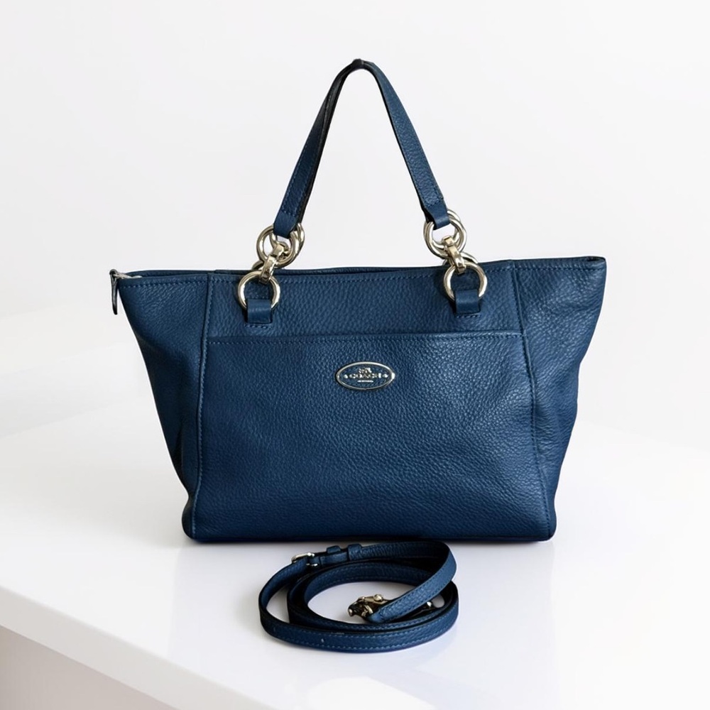 Authentic Coach Mini Ellis Blue Leather Satchel Crossbody Handbag